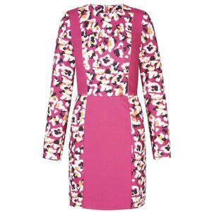 NWT $900 Mary Katrantzou Long Sleeve Leopard Dixicult Crepe Mini Dress Size 4